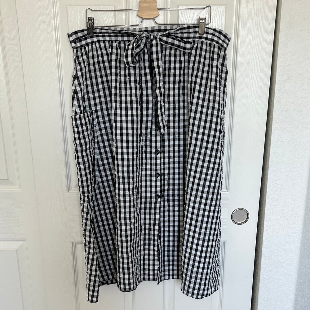 ASOS Black Gingham Midi Skirt